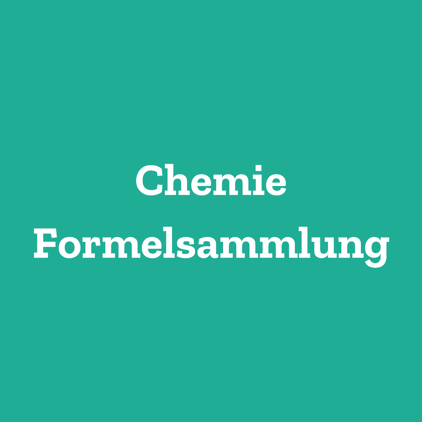 Chemie Formelsammlung
