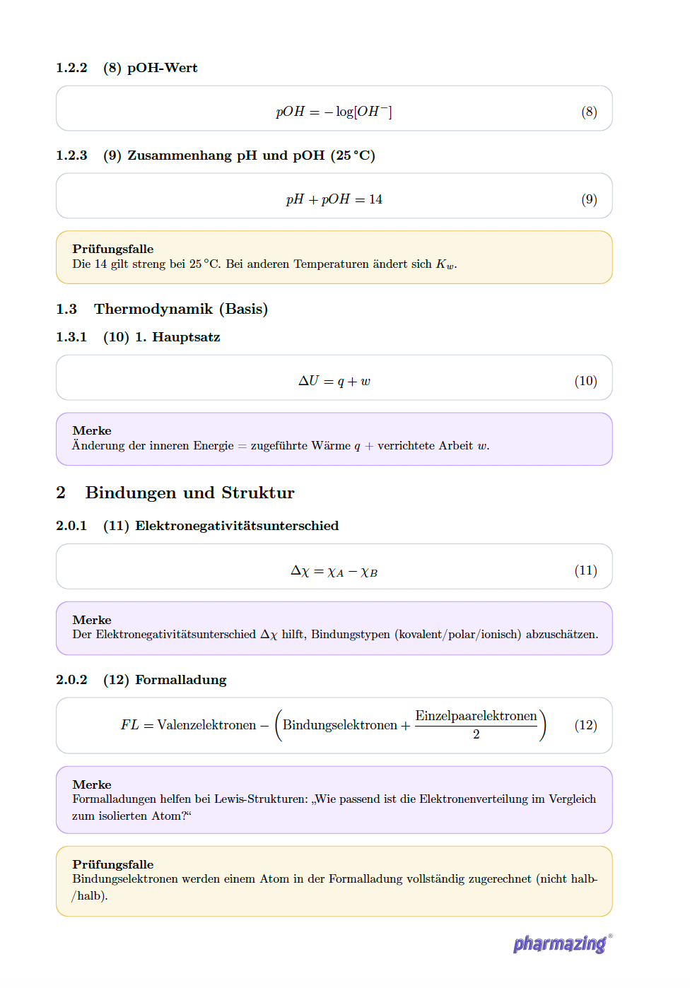 Chemie Formelsammlung